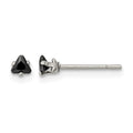 Chisel Stainless Steel Polished 3mm Black Triangle CZ Stud Post Earrings, 3.51 x 3.42 mm