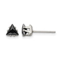 Chisel Stainless Steel Polished 5mm Black Triangle CZ Stud Post Earrings, 5.3 x 5.61 mm