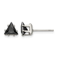 Chisel Stainless Steel Polished 6mm Black Triangle CZ Stud Post Earrings, 6.62 x 6.81 mm