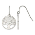 Chisel Stainless Steel Polished Tree of Life Cut-out Shepherd Hook Earrings, 32.98 x 19.84 mm