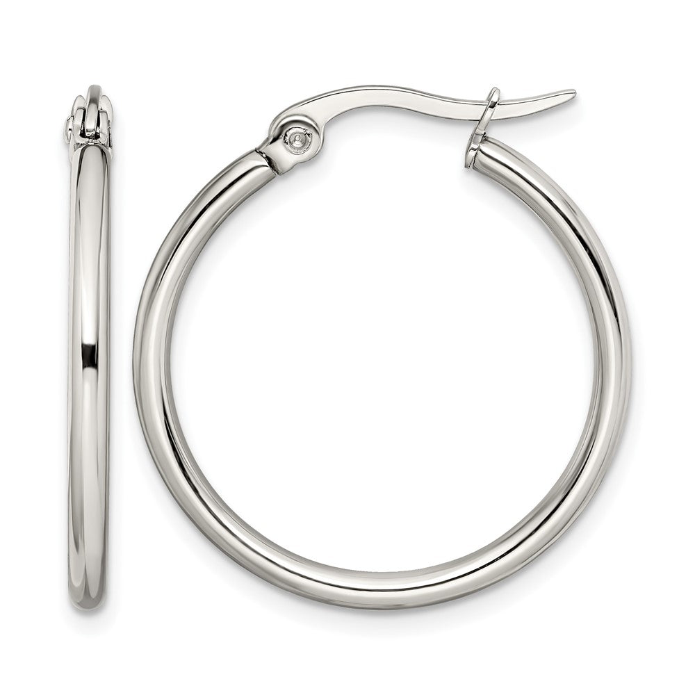 Chisel Stainless Steel Polished 27mm Diameter 2mm Hoop Earrings, 26 x 27 mm