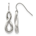 Stainless Steel Polished Infinity Symbol Shepherd Hook Dangle Earrings, 30.54 x 9.09 mm