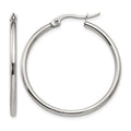 Chisel Stainless Steel Polished 32.5mm Diameter 2mm Hoop Earrings, 30 x 32.5 mm
