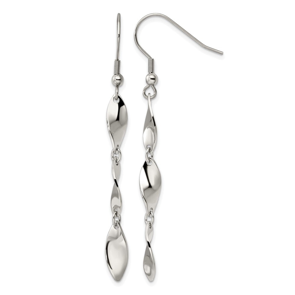 Chisel Stainless Steel Polished Twisted Dangle Shepherd Hook Earrings, 63.08 x 6.27 mm