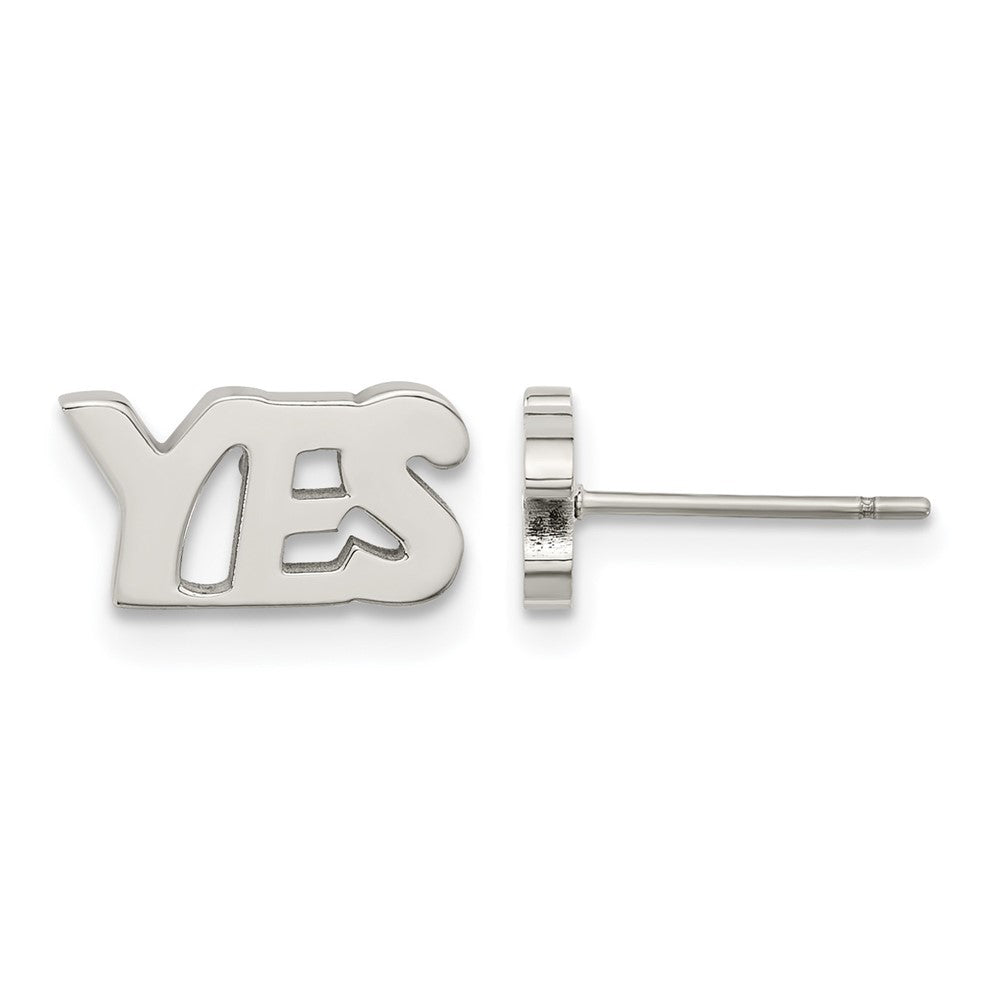 Stainless Steel Polished YES Post Earrings, 5.53 x 10.21 mm