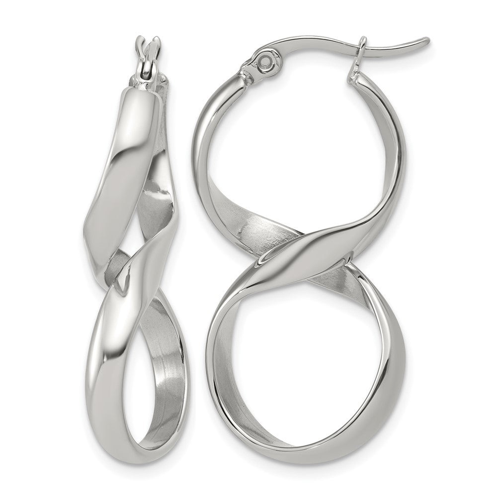 Chisel Stainless Steel Polished Infinity Symbol Twist Hoop Earrings, 36.16 x 17.79 mm