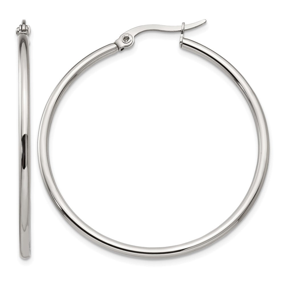 Chisel Stainless Steel Polished 40.5mm Diameter 2mm Hoop Earrings, 40 x 40.5 mm