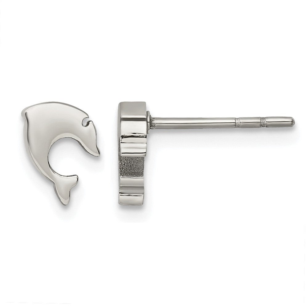Chisel Stainless Steel Polished Dolphin Post Earrings, 6.93 x 6.74 mm