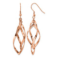 Chisel Stainless Steel Polished Rose IP-plated Dangle Shepherd Hook Earrings, 66.53 x 23.82 mm