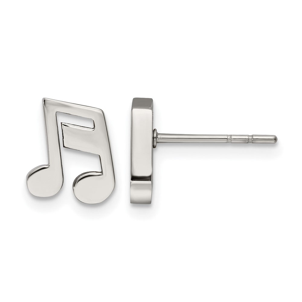 Chisel Stainless Steel Polished Music Note Post Earrings, 7.94 x 7.34 mm