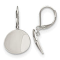 Chisel Stainless Steel Polished Curved Disk Dangle Leverback Earrings, 30.32 x 15.33 mm
