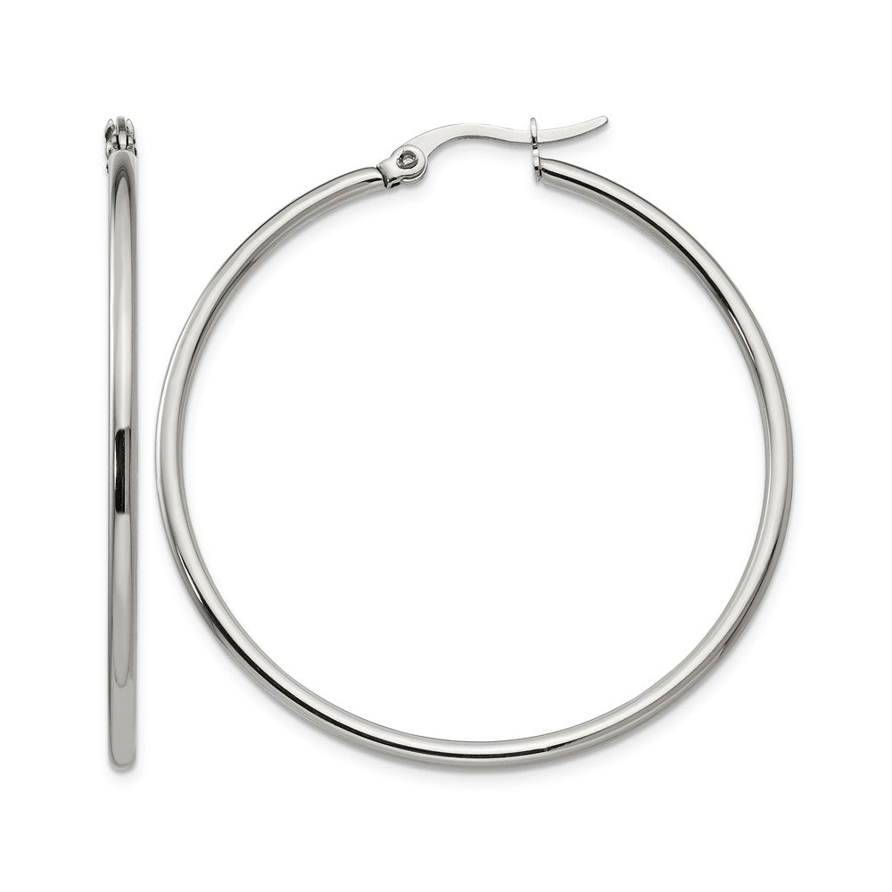 Chisel Stainless Steel Polished 37mm Diameter 2mm Hoop Earrings, 44 x 45 mm
