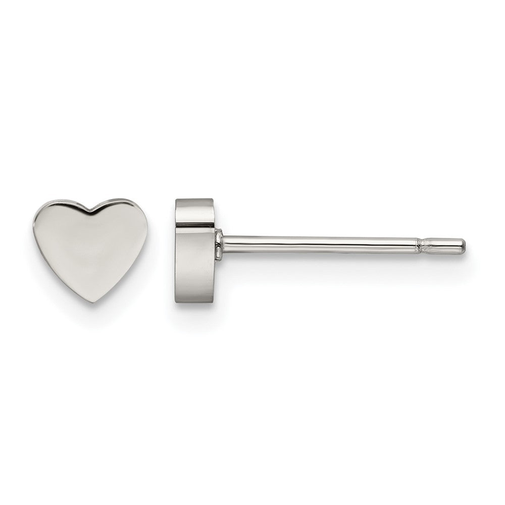 Chisel Stainless Steel Polished Heart Post Earrings, 5.06 x 4.9 mm