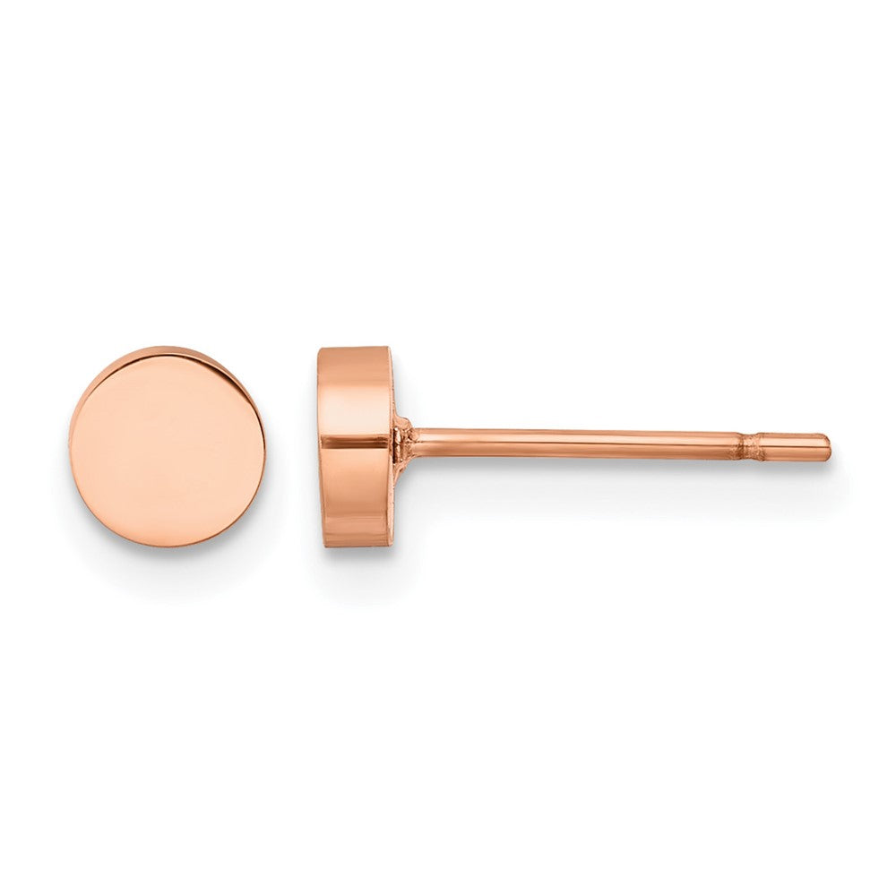 Chisel Stainless Steel Polished Rose IP-plated Circle Post Earrings, 4.92 x 4.93 mm
