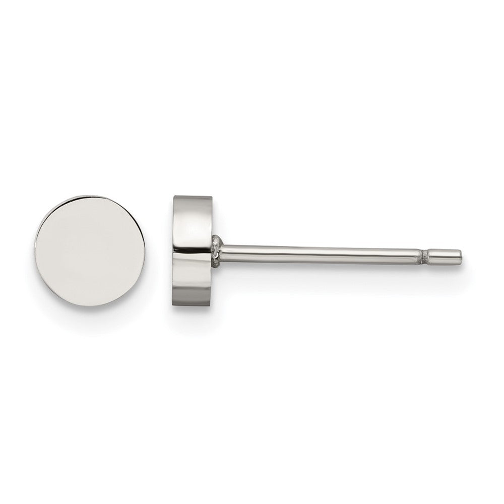 Chisel Stainless Steel Polished Circle Post Earrings, 4.92 x 4.93 mm
