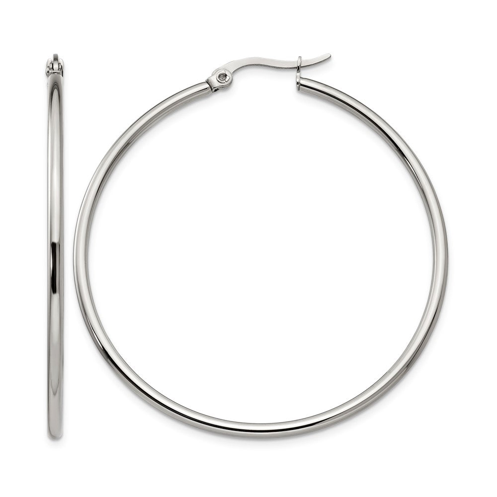 Chisel Stainless Steel Polished 48mm Diameter 2mm Hoop Earrings, 46 x 48 mm