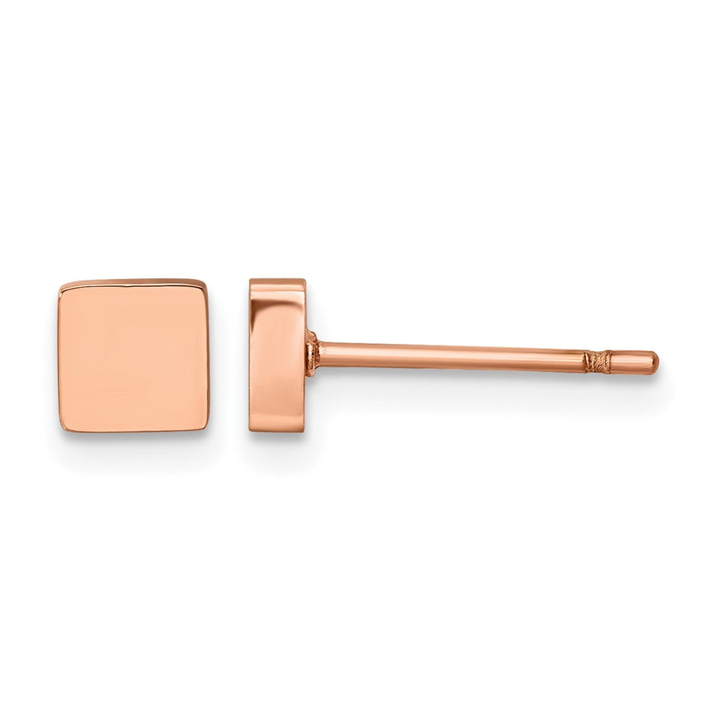 Chisel Stainless Steel Polished Rose IP-plated Square Post Earrings, 4.84 x 4.93 mm