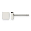 Chisel Stainless Steel Polished Square Post Earrings, 4.9 x 4.9 mm