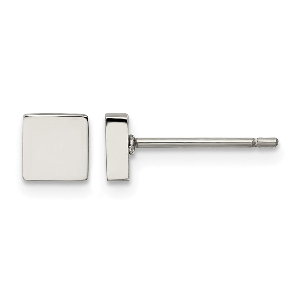 Chisel Stainless Steel Polished Square Post Earrings, 4.9 x 4.9 mm