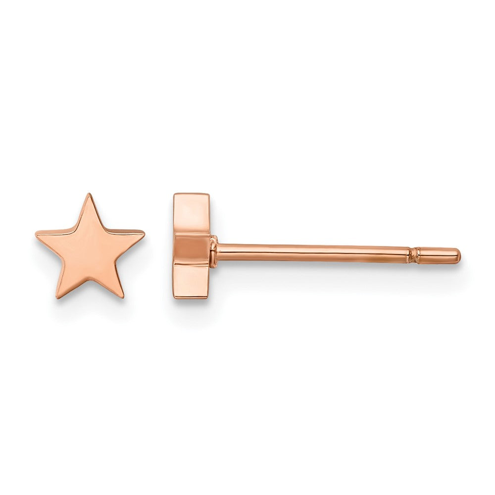 Chisel Stainless Steel Polished Rose IP-plated Star Post Earrings, 4.4 x 4.36 mm