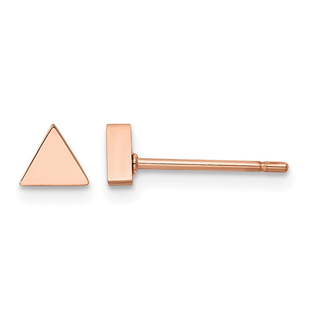 Chisel Stainless Steel Polished Rose IP-plated Triangle Post Earrings, 4.82 x 4.62 mm