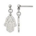 Chisel Stainless Steel Polished Chamseh/Hamsa Post Dangle Earrings, 26.09 x 12.03 mm