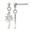Chisel Stainless Steel Polished Palm Tree Post Dangle Earrings, 24 x 8.8 mm