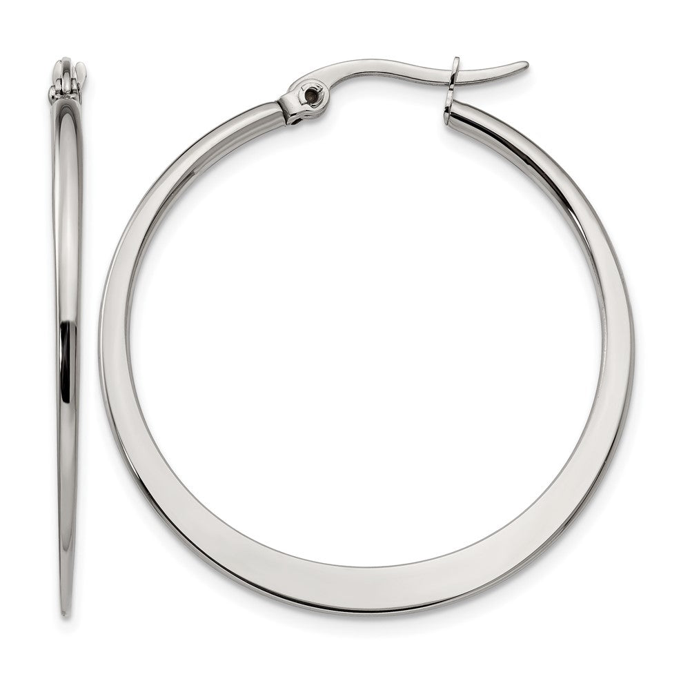 Chisel Stainless Steel Polished 34mm Diameter Hoop Earrings, 36 x 34 mm