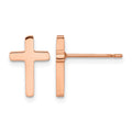 Chisel Stainless Steel Polished Rose IP-plated Cross Post Earrings, 12.02 x 6.94 mm