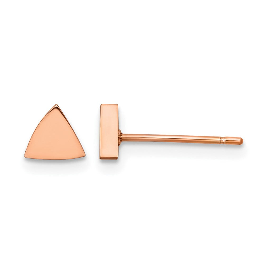 Chisel Stainless Steel Polished Rose IP-plated Triangle Post Earrings, 5.54 x 6.19 mm