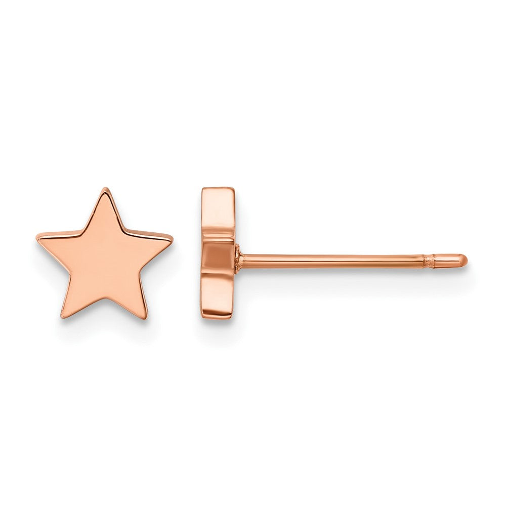 Chisel Stainless Steel Polished Rose IP-plated Star Post Earrings, 7.03 x 7.33 mm
