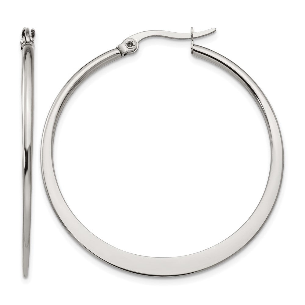 Chisel Stainless Steel Polished 40mm Diameter Hoop Earrings, 40 x 40 mm