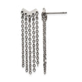 Stainless Steel Polished with Dangle Chain Post Earrings, 35.28 x 9.39 mm