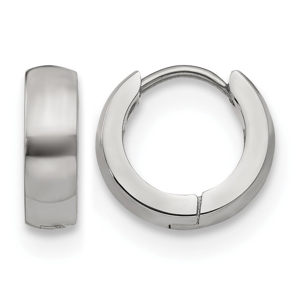Chisel Stainless Steel Polished 4mm Hinged Hoop Earrings, 13 x 13 mm