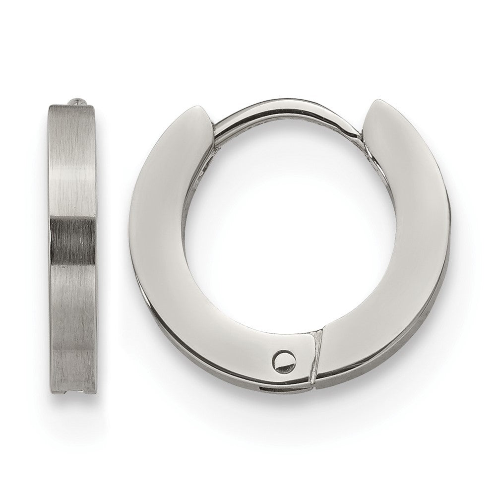 Chisel Stainless Steel Brushed and Polished 2mm Hinged Hoop Earrings, 13 x 13 mm