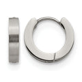Chisel Stainless Steel Brushed and Polished 3mm Hinged Hoop Earrings, 13 x 13 mm