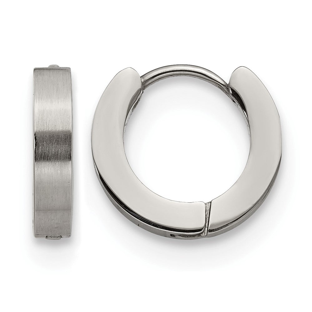 Chisel Stainless Steel Brushed and Polished 3mm Hinged Hoop Earrings, 13 x 13 mm