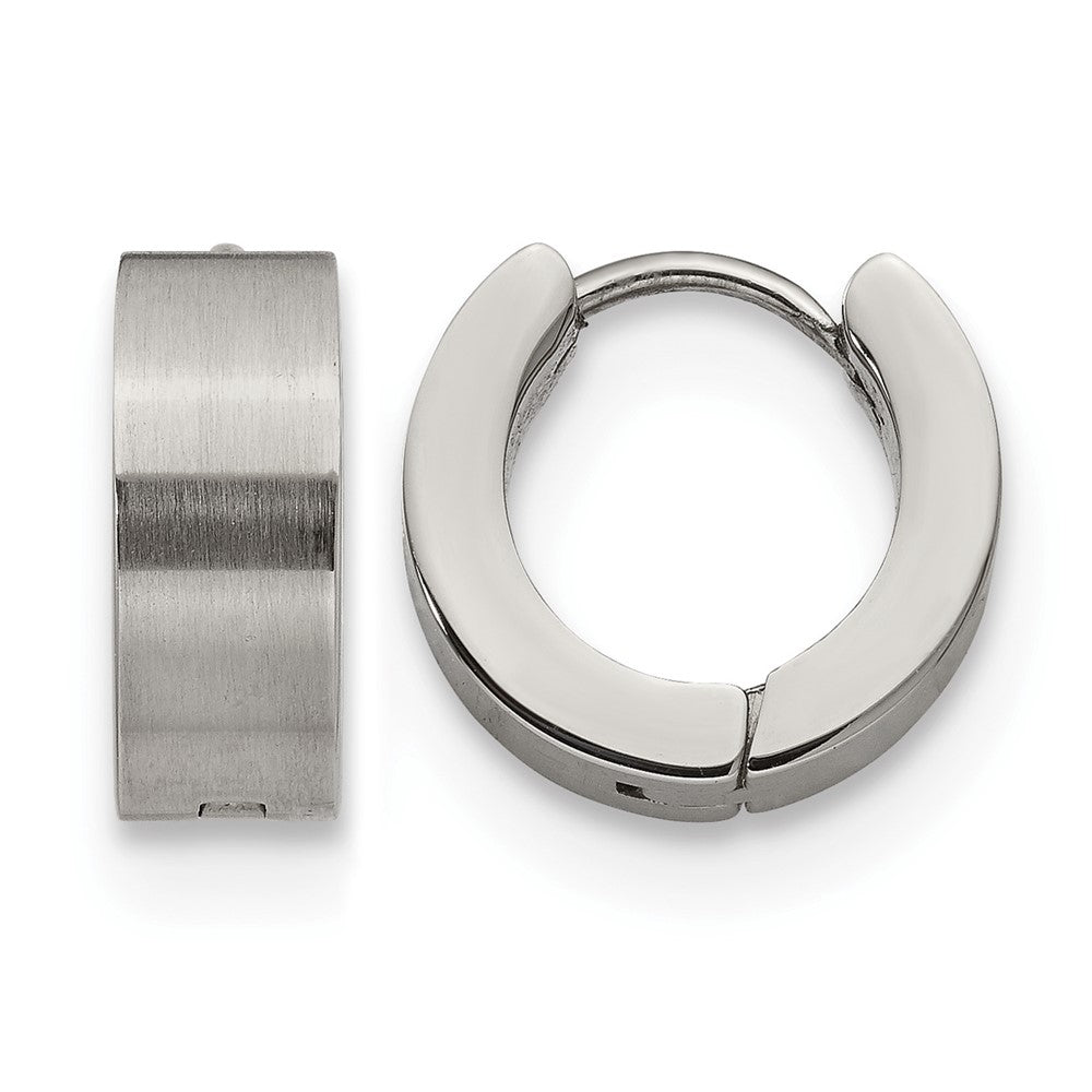 Chisel Stainless Steel Brushed and Polished 5mn Hinged Hoop Earrings, 13 x 13 mm