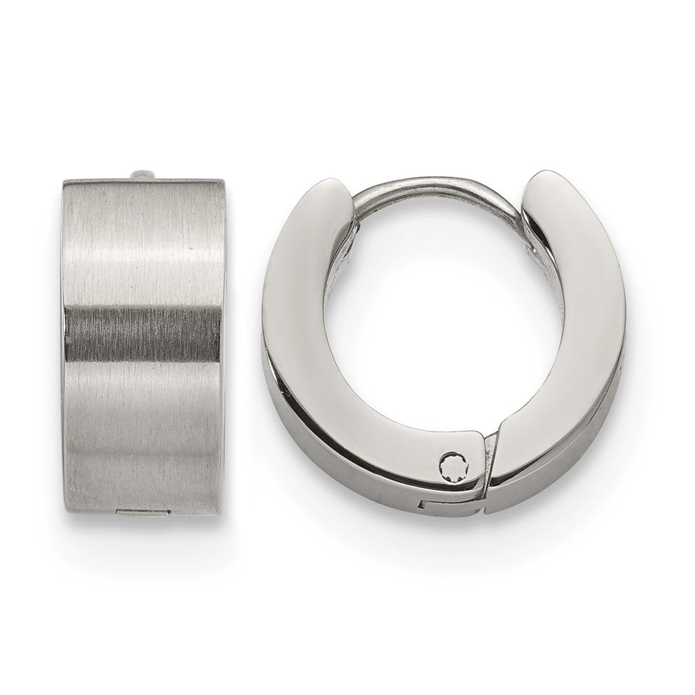 Chisel Stainless Steel Brushed and Polished 6mm Hinged Hoop Earrings, 13 x 13 mm