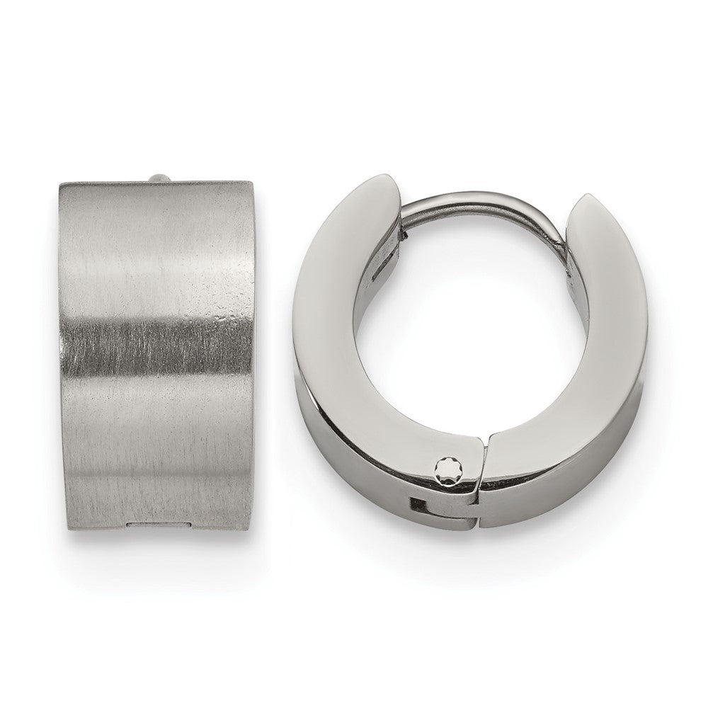 Chisel Stainless Steel Brushed and Polished 7mm Hinged Hoop Earrings, 13 x 13 mm