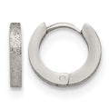 Chisel Stainless Steel Polished and Sandblasted 2mm Hinged Hoop Earrings, 13 x 13 mm