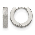 Chisel Stainless Steel Polished and Sandblasted 3mm Hinged Hoop Earrings, 13 x 13 mm
