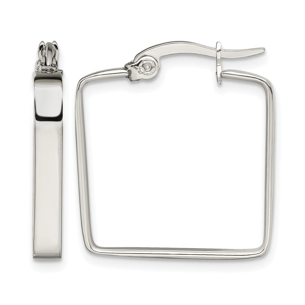 Chisel Stainless Steel Polished 20mm Square Hoop Earrings, 20 x 20 mm