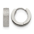 Chisel Stainless Steel Polished and Sandblasted 4mm Hinged Hoop Earrings, 13 x 13 mm