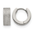 Chisel Stainless Steel Polished and Sandblasted 5mm Hinged Hoop Earrings, 13 x 13 mm