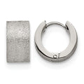 Chisel Stainless Steel Polished and Sandblasted 7mm Hinged Hoop Earrings, 13 x 13 mm