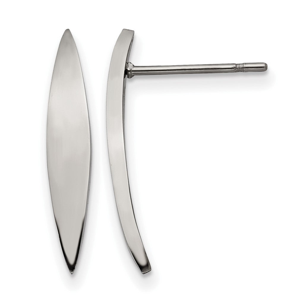 Stainless Steel Polished Post Earrings, 22.8 x 1.4 mm