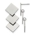Chisel Stainless Steel Polished Squares Post Dangle Earrings, 36.9 x 1 mm