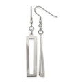 Chisel Stainless Steel Polished Twisted Rectangle Dangle Shepherd Hook Earrings, 38.7 x 1.6 mm