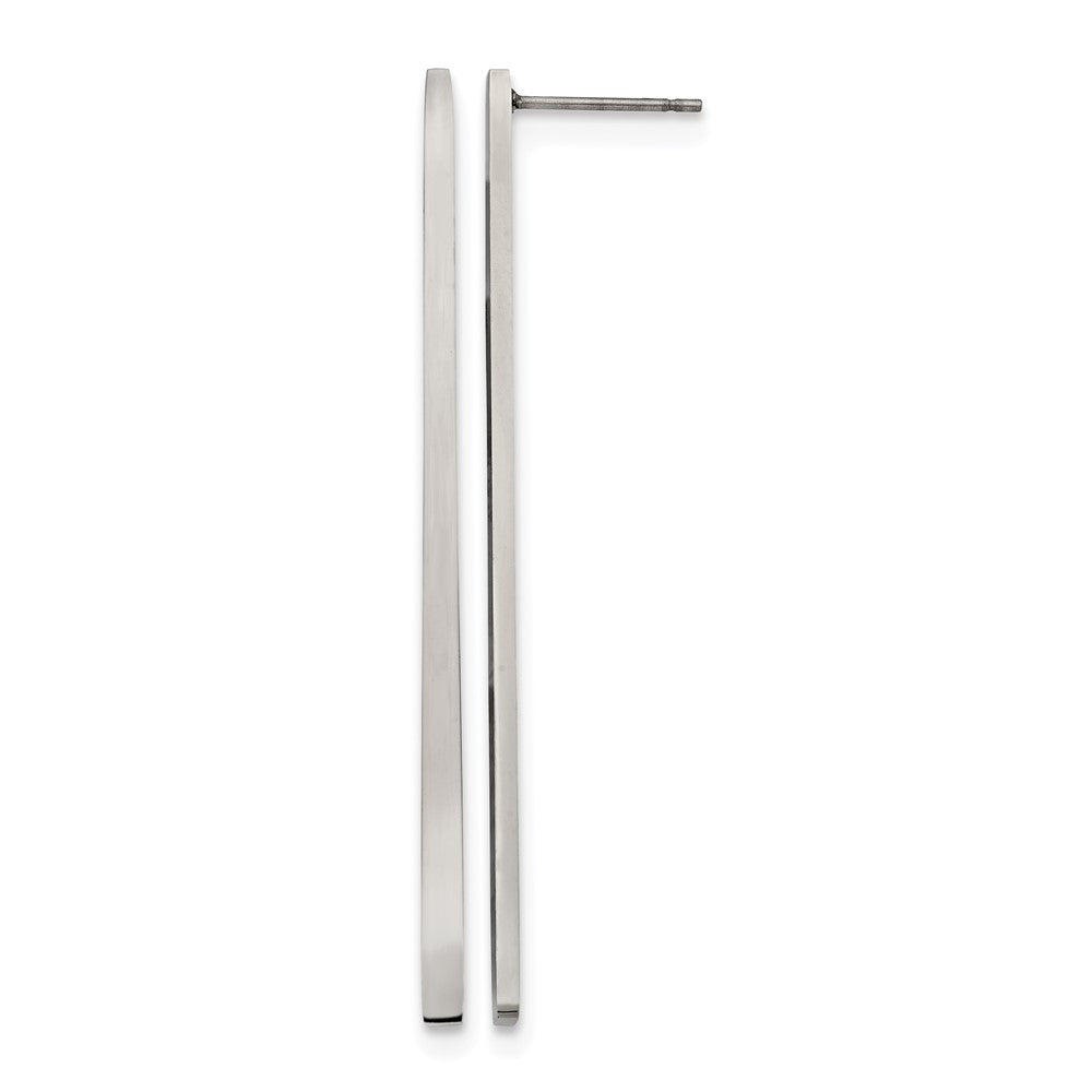 Chisel Stainless Steel Polished Long Bar Post Dangle Earrings, 60 x 3 mm